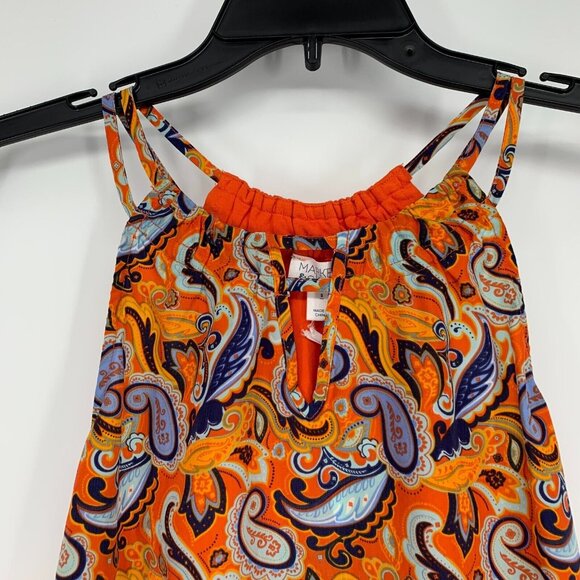 Market & Spruce Top Orange Paisley Meroni Mixed Media NWT - Picture 2 of 9